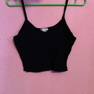 Basic Black Crop Tank Top
